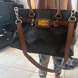 Michael Kors Black and Brown Shoulder Bag